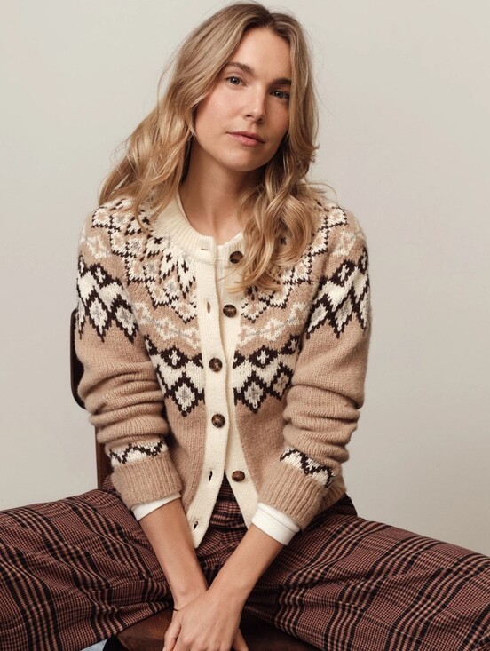 Marine Layer Sweaters - Marine Layer Fiorella Fair Isle Button-Up Cardigan Size Large